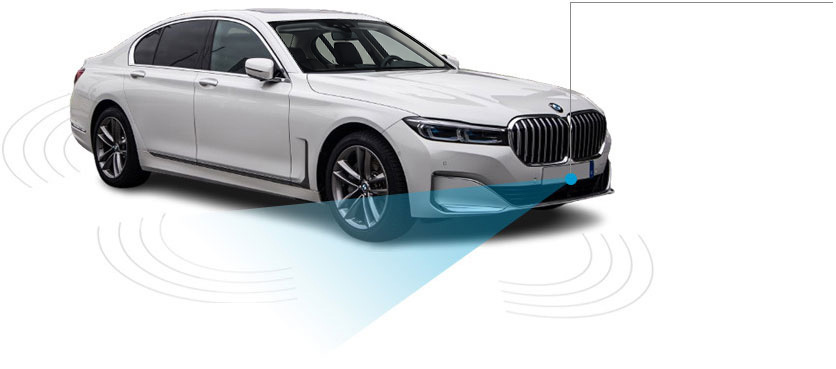 Vehicle with front camera and bumper radar sensors shifted out of position after a minor collision