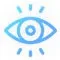 Blue eye icon with rays, symbolizing visibility and awareness