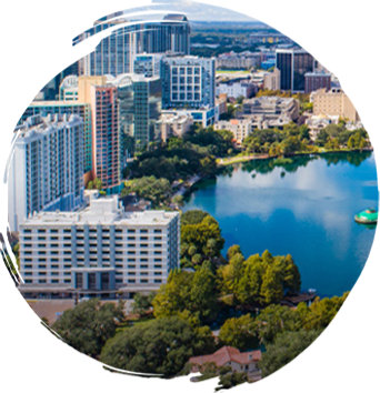 Aerial view of neighborhoods served by WindshieldHUB mobile auto glass service in Orlando