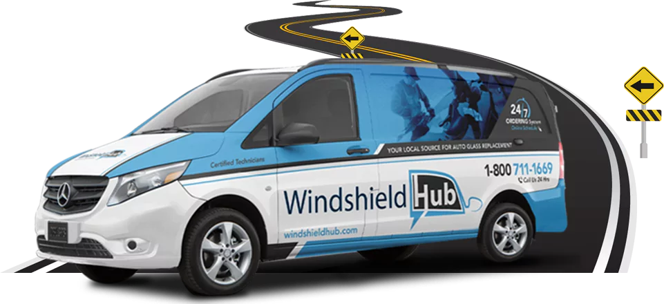 WindshieldHUB mobile auto glass repair van providing 24/7 emergency windshield replacement services