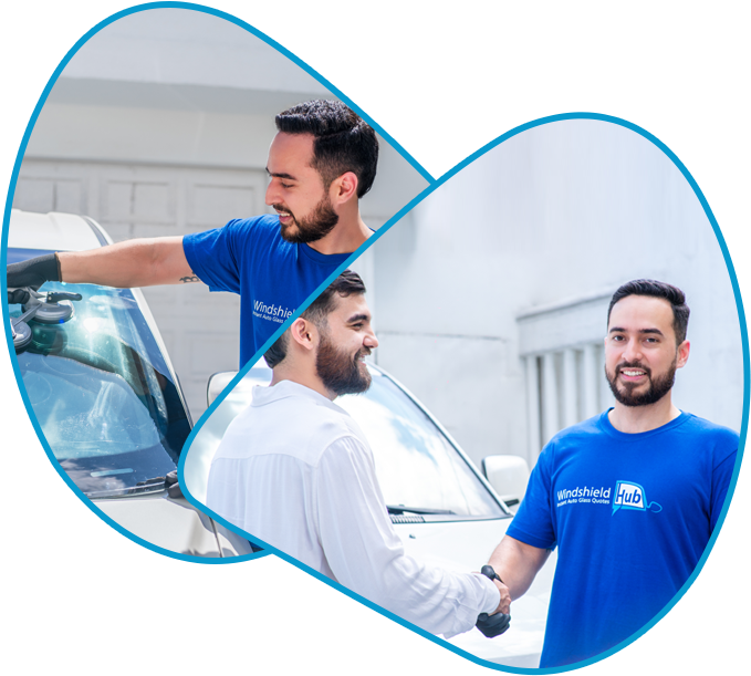 WindshieldHUB technician with a customer after an insurance-covered windshield replacement in Redondo Beach