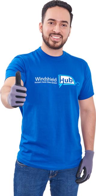 WindshieldHUB technician in branded blue uniform after a windshield replacement in Redondo Beach